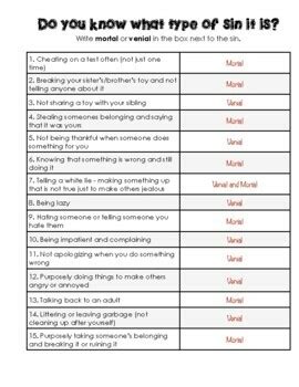 Venial Sin Examples