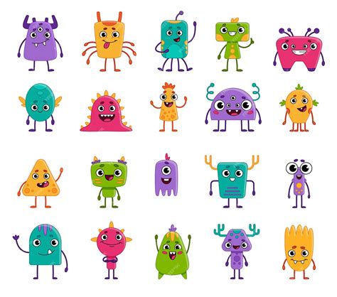 Premium Vector | Large set of cute cartoon monsters and aliens ...