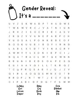 Gender Reveal Word Search (It's A Girl!) by Too Fun | TPT