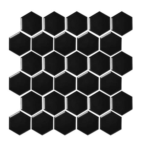 Hex Matte Black Porcelain Mosaic Wall and Floor Tile - 2 x 2 in. - The ...