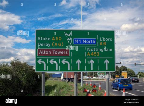 Traffic Road Sign Junction 24 M1 Motorway Stock Photo - Alamy