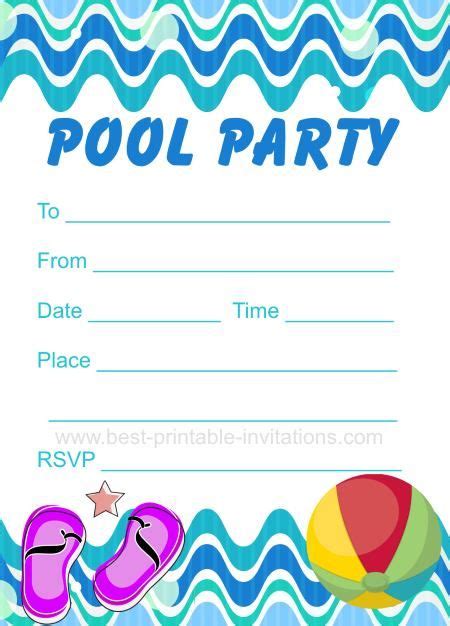 Printable Pool Party Invitation | Pool party invitation template, Pool ...