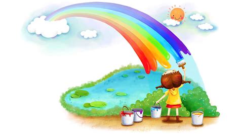 Girl Is Painting Rainbow Kids, HD wallpaper | Peakpx