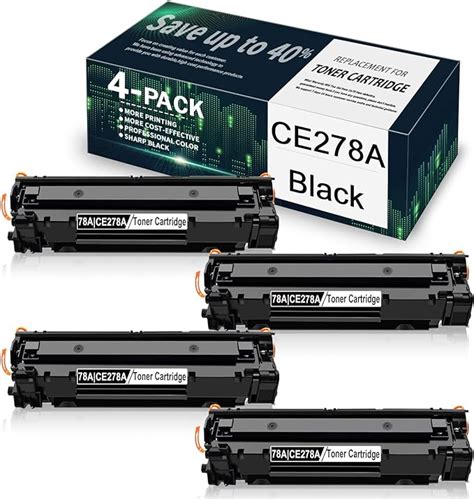 4 Pack Black 78A | CE278A Compatible Toner Cartridge Replacement for HP ...