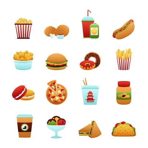 Fast Food Icon Set 428400 Vector Art at Vecteezy