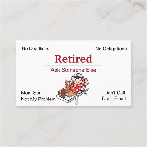 Funny Out Of Business Retirement Business Card | Zazzle | Funny ...