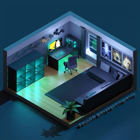 Isometric 3D Gaming Room Design / 3d design creative design modern ...