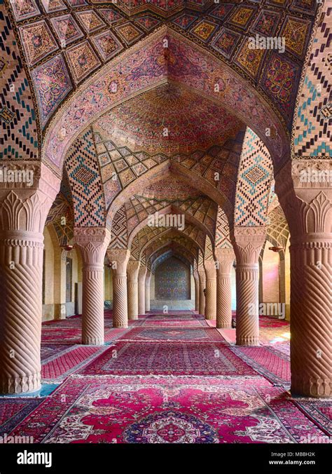 Nasir al Mulk mosque interior (also knows as Pink Mosque), Shiraz, Iran ...