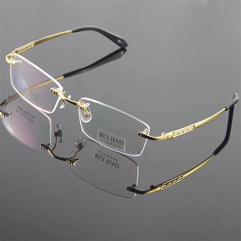 100% Titanium Eyeglasses Frame Eyeglasses Men Design Rimless Glasses ...