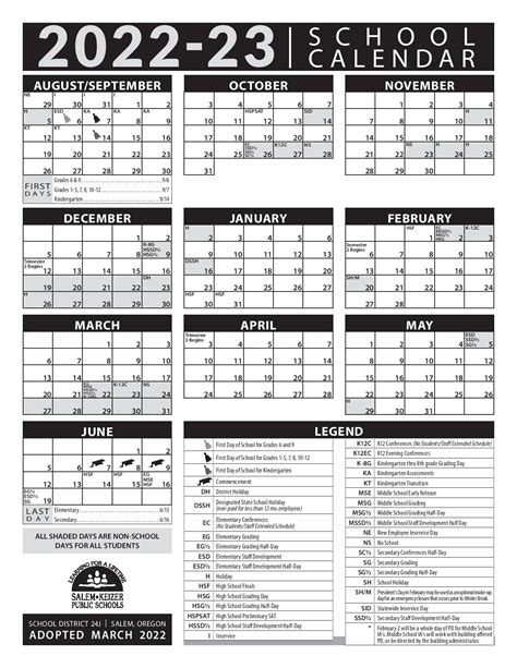 Salem Keizer School District Calendar 2022-2023 & Holidays