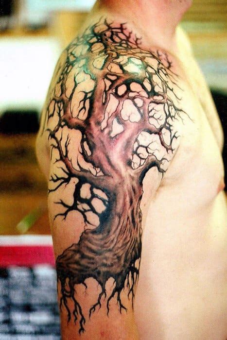 50 Oak Tree Tattoo Designs For Men - Leaves And Acorns