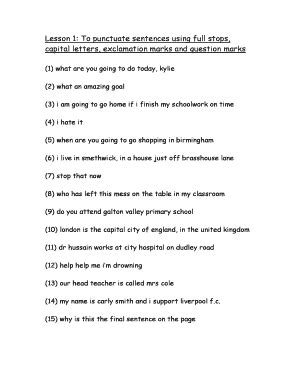 Full Stop Sentences - Fill Online, Printable, Fillable, Blank | pdfFiller