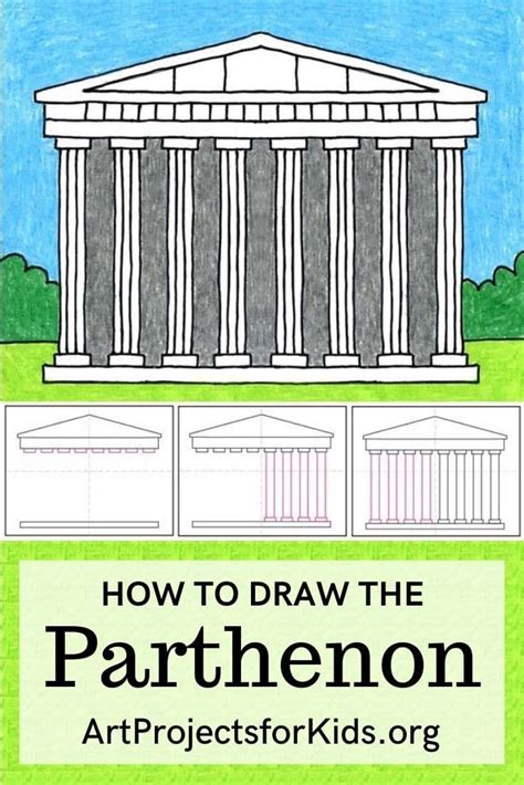 Easy How to Draw the Parthenon Tutorial and Parthenon Coloring Page ...