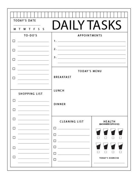 Daily Tasks Printable Planner Insert ARC System Binder | Etsy