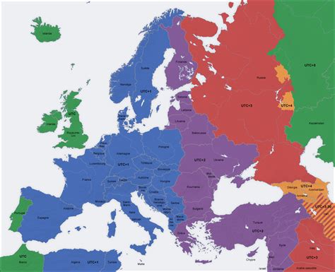 Europe Time Zones Map Fr - MapSof.net