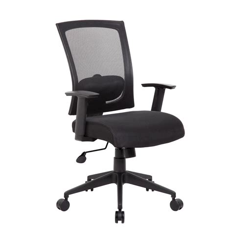 BOSS OFFICE Black Mesh Back and Seat Cushions Black Base Lumbar Support ...