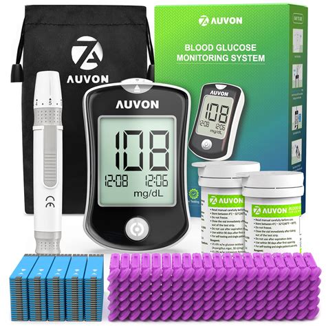 Buy AUVON Blood Glucose Monitor Kit for Accurate Test, es Testing Kit ...