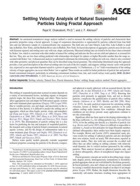 Settling Velocity Analysis | PDF | Viscosity | Reynolds Number