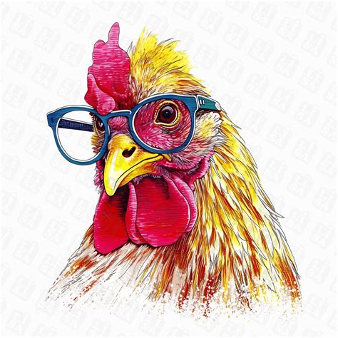 Chicken Clipart: Cute Chicken PNG With Glasses for Sublimation, Clipart ...