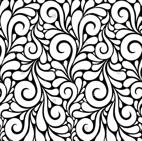 Floral Swirl Pattern / Abstact Seamless Pattern. Floral Line Swirl ...