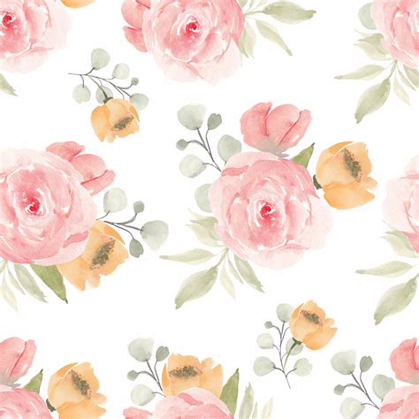 Floral Repeating Pattern with Rose Flower in Watercolor Style 1211723 ...