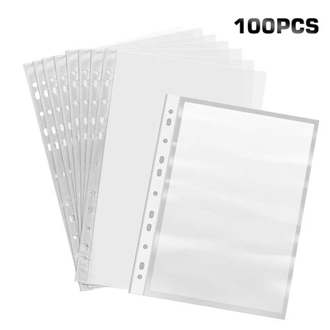 Sheet Protector, EEEkit 100 Pcs Clear Paper Sheet Protectors Fit for 3 ...