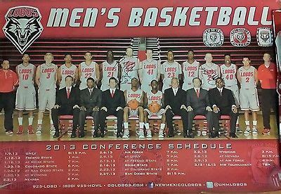 New Mexico Lobos Men's Basketball UNM Roster Poster Signed Alex Kirk ...