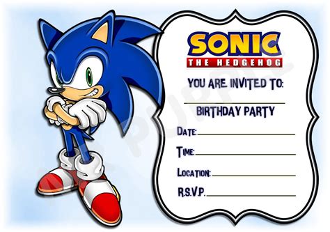 Printable Sonic Birthday Invitations