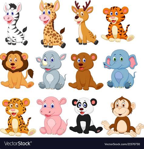 Vector illustration of Wild animals cartoon collection set. Download a ...