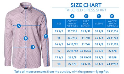 Tailored Dress Shirt Size Chart - Haspel