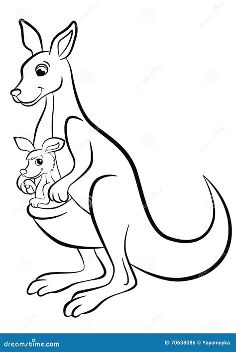 Kangaroo With Baby Kangaroo In Pouch Cartoon Vector | CartoonDealer.com ...