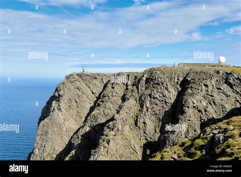 NORDKAPP, NORWAY - A view on the North Cape cliff and Globe Monument ...