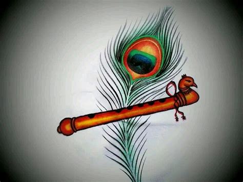 Peacock flute | Krishna painting, Feather painting, Krishna flute