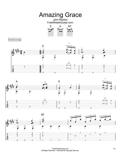 Amazing Grace - Tab & Sheet Music - FreewheelinGuitar.com