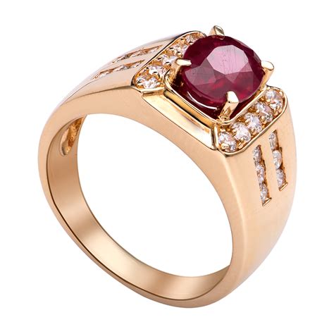 Nhẫn nam vàng 18k đính đá ruby pnj rbxmy000601 | pnj.com.vn