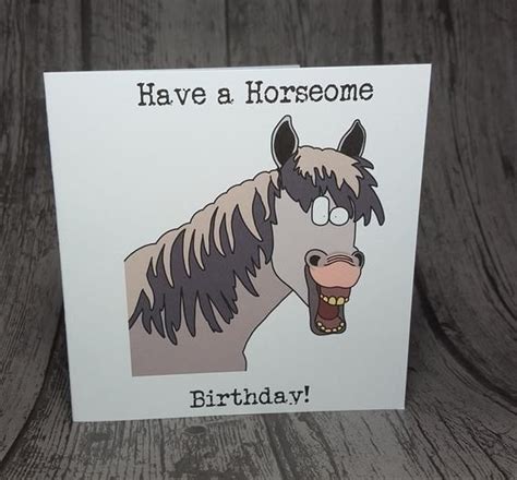 Awesome Birthday Horse Happy Birthday Animal Pun Birthday Card Handmade ...