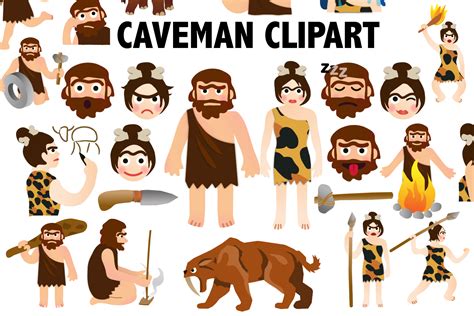 Caveman Clipart (240352) | Illustrations | Design Bundles