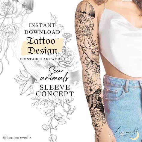 Sleeve Tattoo Design for Women Digital Download Tattoo | Etsy