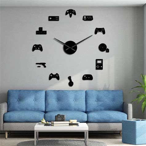 Buy Game Controller Wall Clock Giant Wall Clock Stickers Gamer Wall Art ...