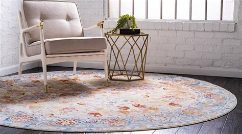 Beige 8' x 8' Aqua Round Rug | eSaleRugs