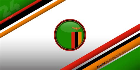 Zambia circle flag design with white background. Zambia independence ...