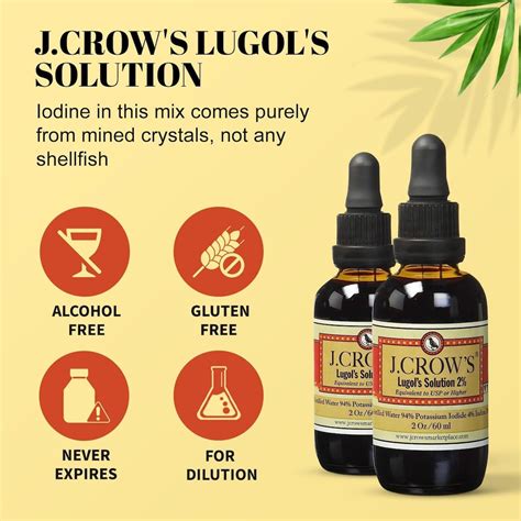 J.CROW'S® 2% Lugol's Iodine Solution, Iodine Potassium Iodide, Made in ...