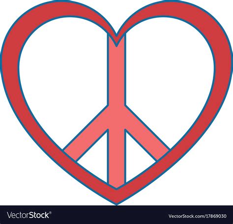 Peace symbol with heart Royalty Free Vector Image