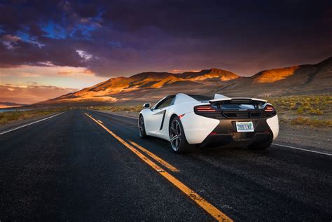 Wallpaper : white, sunset, road, clouds, storm, McLaren, desert, sports ...