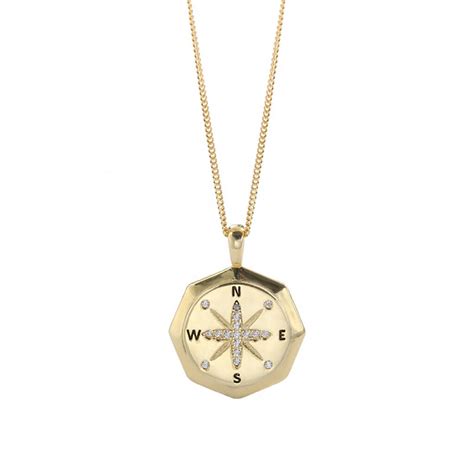 Gold Compass Necklace 925 Sterling Silver By Florence London ...