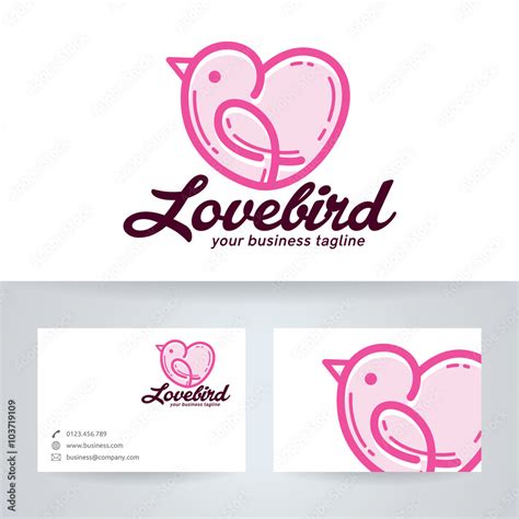 Love bird vector logo with business card template Stock Vector | Adobe ...