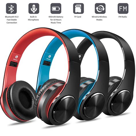 Bluetooth Headphones over Ear, Hi-Fi Stereo Wireless Foldable Headset ...