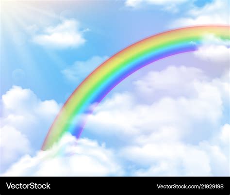 Rainbow and clouds background Royalty Free Vector Image