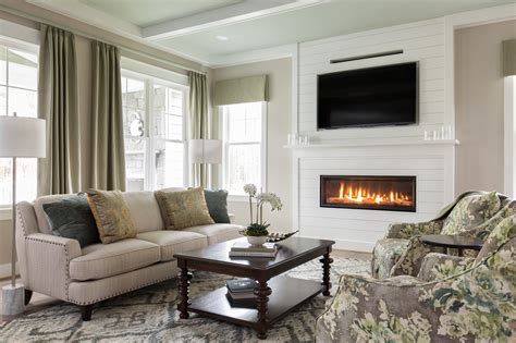 Linear Fireplace With Tile Surround And Tv Above - Fireplace Ideas