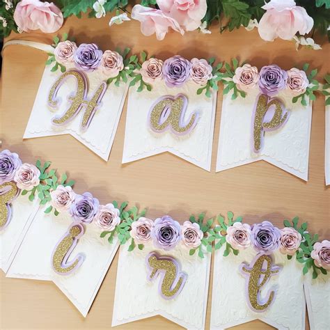 Happy Birthday Floral Banner/ Happy Birthday Banner/ Personalized ...